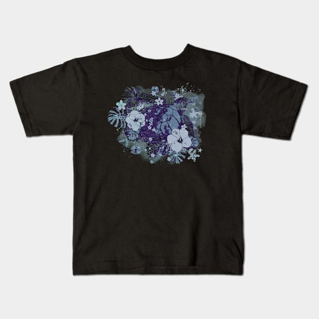 Sea Turtle Floral 6 Kids T-Shirt by Collagedream